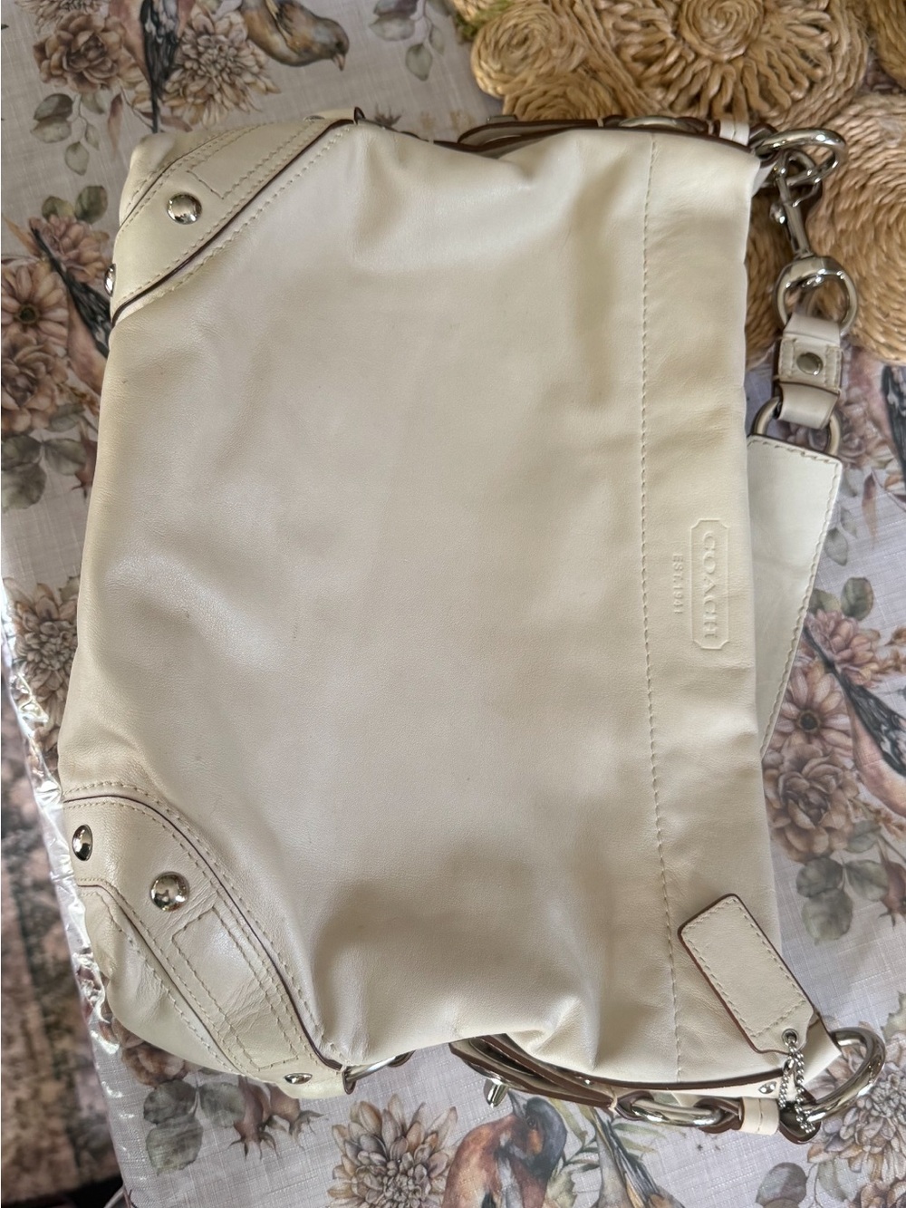 Coach Cream Carly Leather Shoulder Bag